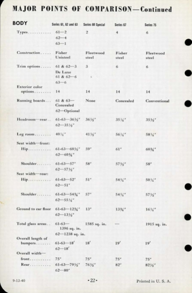 1941 Cadillac Salesmans Data Book Page 113